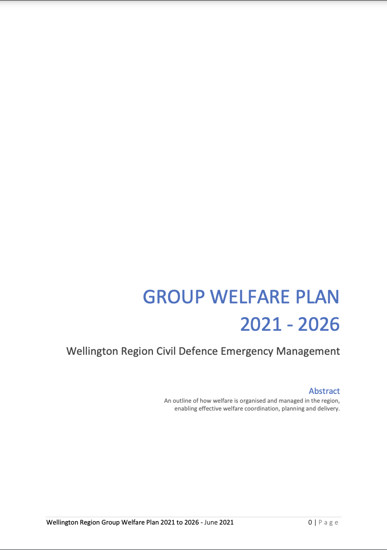 2104 Wellington Region CDEM Group Welfare Plan 2021 2026
