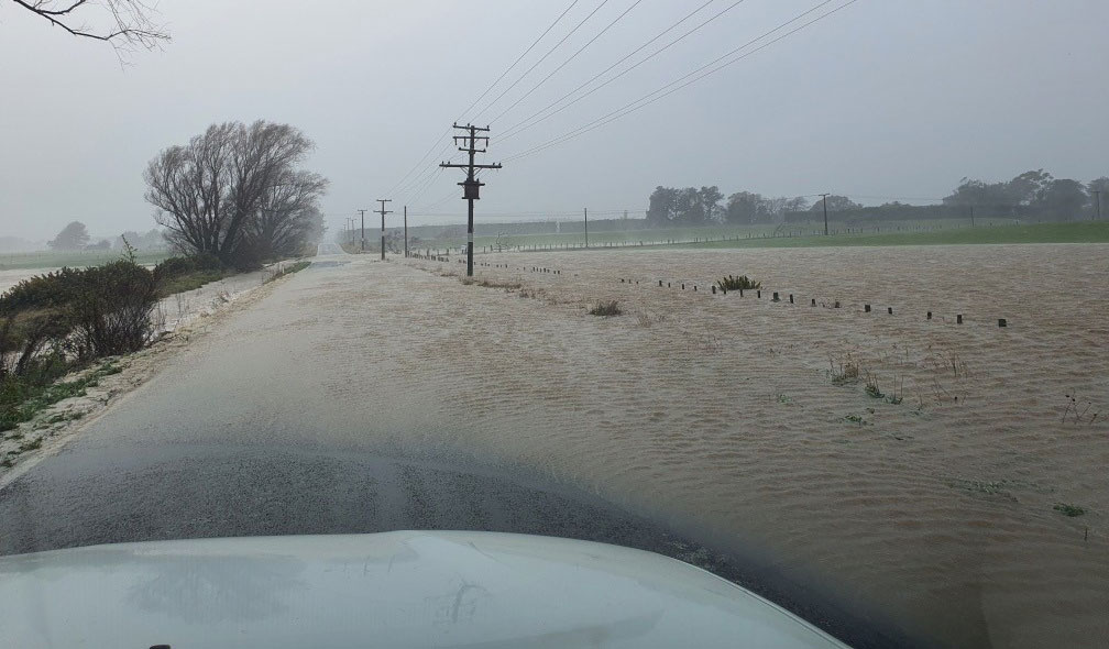 South Wairarapa flooded rural road